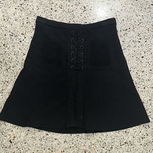 Sandro Joelle black knit lace up mini skirt size 1 small